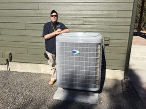heating and cooling system installed outside of a residential home in bend, oregon